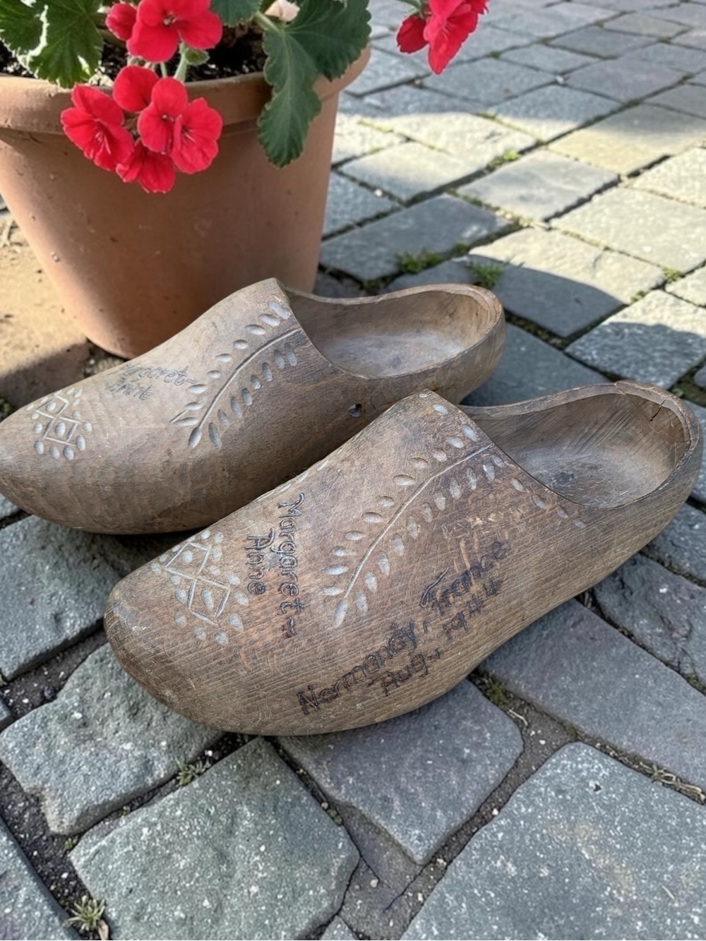 Vintage World War II 40s Trench Art Dutch French Carved Wooden Clogs Antique